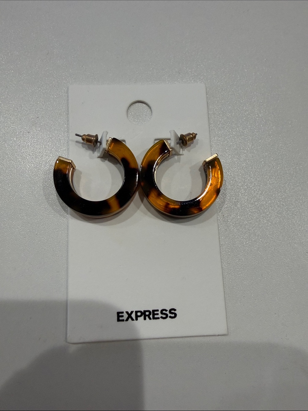 Express Tortoiseshell Hoop Earrings - Amber & Dark Brown